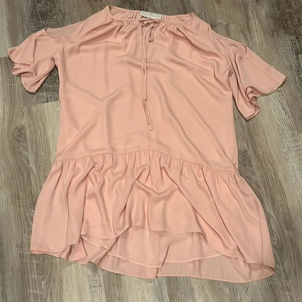 Amanda Uprichard blush babydoll cold should dress.